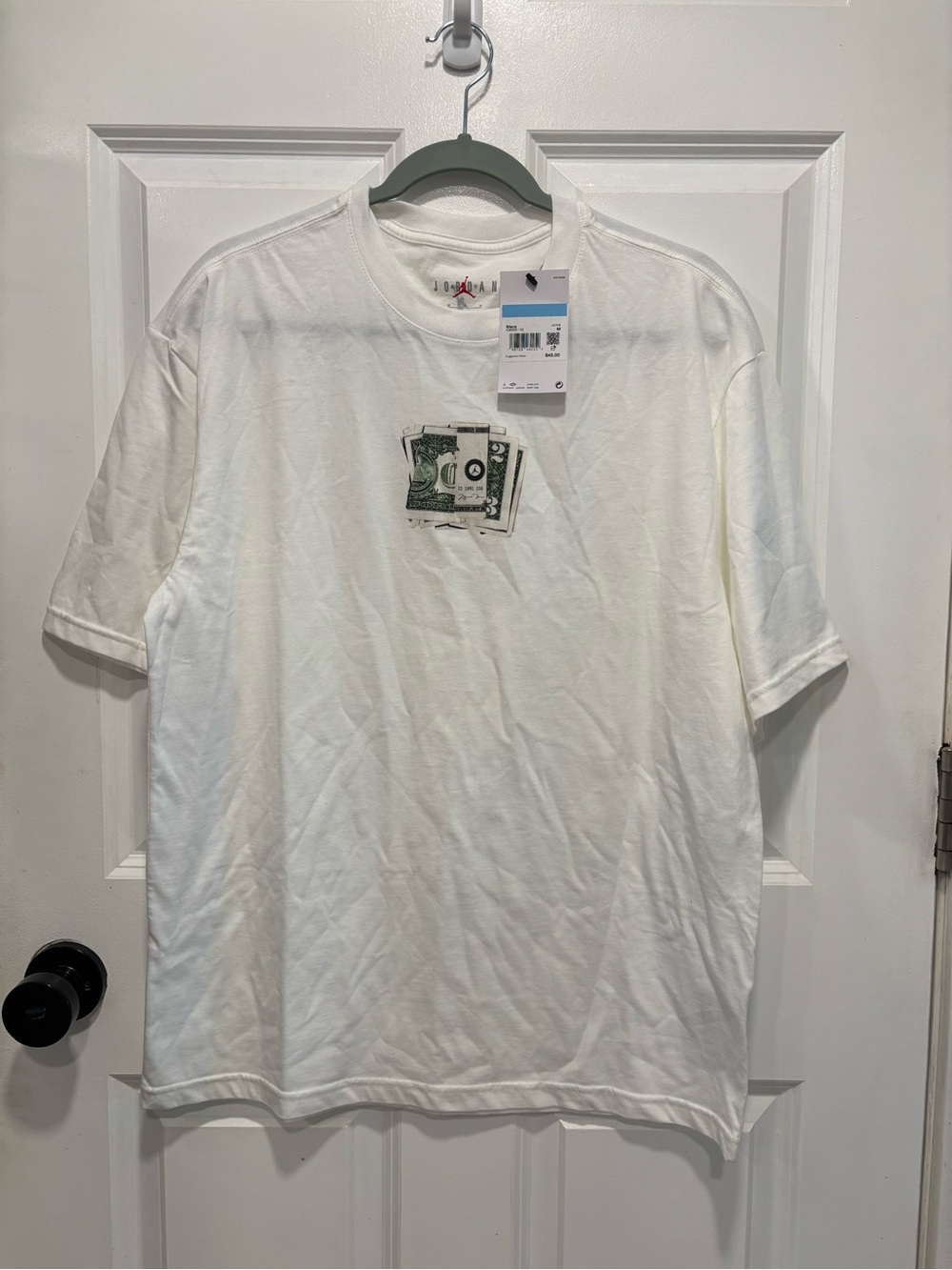 NIKE White Men’s Graphic Tee with Dollar Print